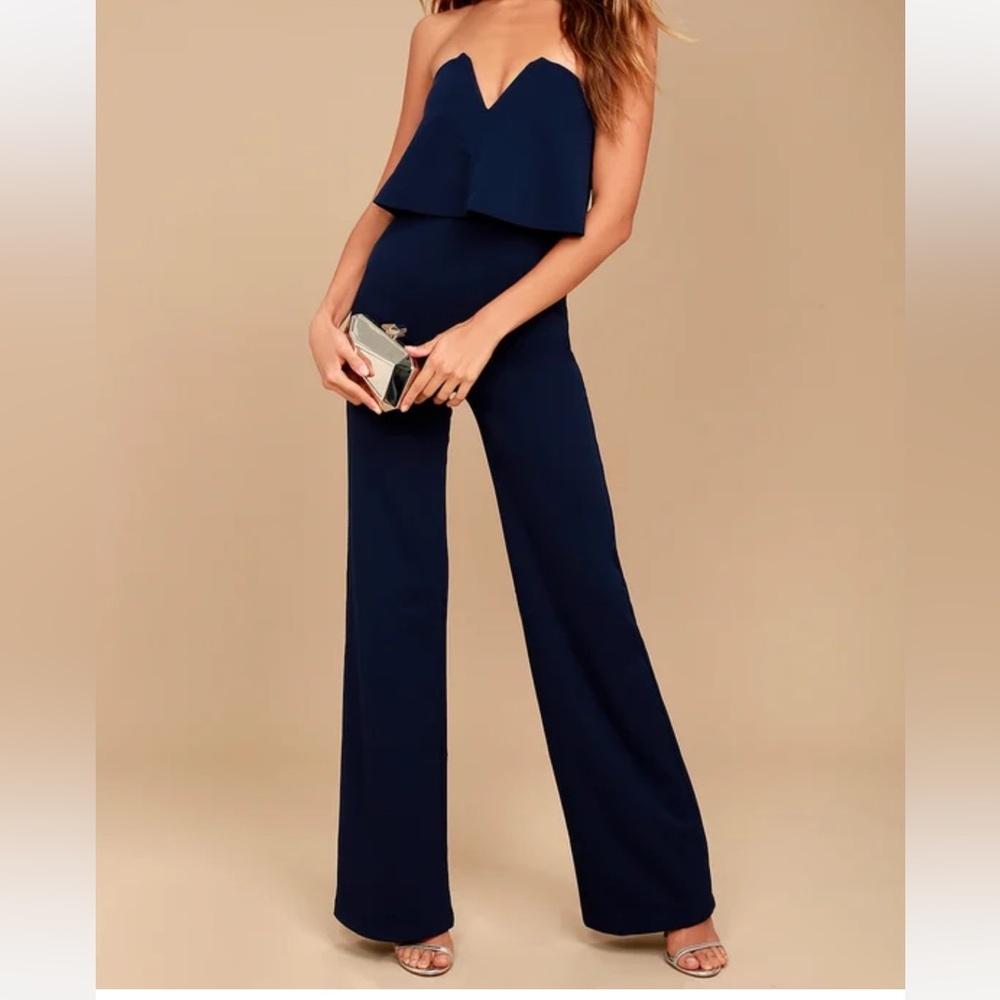 Navy Strapless Jumpsuit